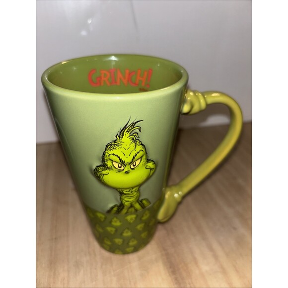 Dr seuss Other - 2006 Grinch Tall Ceramic mug 3D Universal's Island Adventure Dr. Seuss Vintage